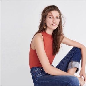 Madewell high neck burnt orange tank size medium